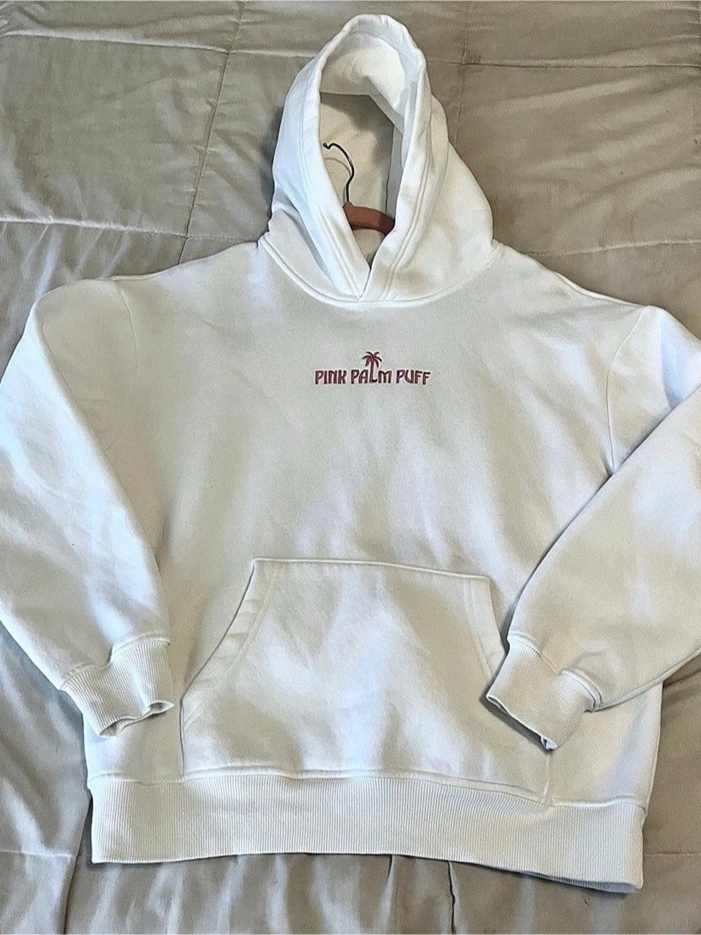 Pink Palm Puff Classic Puff Hoodie Pink Opal White size XS embroidered
